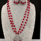 AD Silver Finish Pendent Pink Monalisa Beads Necklace