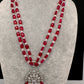 AD Silver Finish Pendent Pink Monalisa Beads Necklace