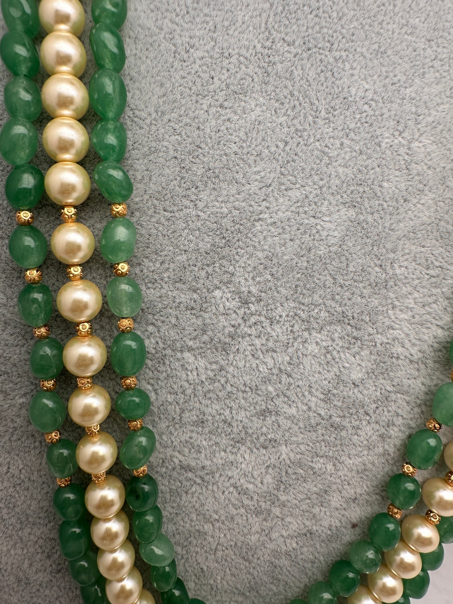 Emerald Beads Pearls Multi Layer Necklace