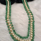 Emerald Beads Pearls Multi Layer Necklace