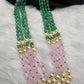 Emerald Pink Beads Pearls Multi Layer Necklace