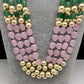 Emerald Pink Beads Pearls Multi Layer Necklace