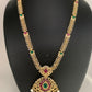 AD Red Green Stone Golden Finish Long Necklace