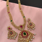 AD Red Green Stone Golden Finish Long Necklace