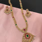 AD Red Green Stone Golden Finish Long Necklace