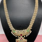 AD Red Green Multi Stone Peacock Design Golden Finish Long Necklace