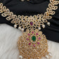 AD Red Green Multi Stone Golden Finish ShortNecklace