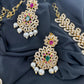 AD Red Green Multi Stone Golden Finish ShortNecklace