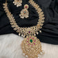AD Red Green Multi Stone Golden Finish ShortNecklace