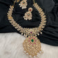AD Red Green Multi Stone Golden Finish ShortNecklace