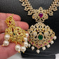 AD Red Green Multi Stone Peacock Design Golden Finish Long Necklace