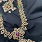 AD Red Green Multi Stone Peacock Design Golden Finish Long Necklace