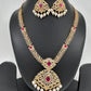 AD Red Stone Golden Finish Short Necklace