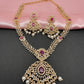 AD Red Stone Golden Finish Short Necklace