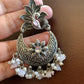 Peacock Chandbali Light Pink Beads and Pearls Earrings