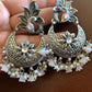 Peacock Chandbali Light Pink Beads and Pearls Earrings