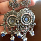 Floral Blue Beads and Pearls Earrings