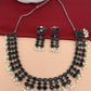 Black Stone Oxidized Short Necklace