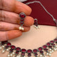 Red Stone Oxidized Short Necklace