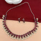 Red Stone Oxidized Short Necklace