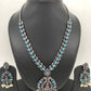 Goddess Lakshmi Teal Stone Oxidized German Silver Necklace
