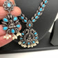 Goddess Lakshmi Teal Stone Oxidized German Silver Necklace