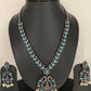 Goddess Lakshmi Teal Stone Oxidized German Silver Necklace