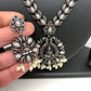 Goddess Lakshmi Pearls Oxidized German Silver Necklace