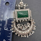 Chandbali AD Color Carved Stone Oxidized German Silver Earrings - Green