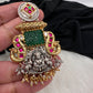 Goddess Lakshmi Red Green Jadau Kundan Oxidized German Silver Jhumki Earrings