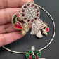 Kundan German Silver Oxidized Hasli Necklace - Pink