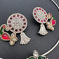 Kundan German Silver Oxidized Hasli Necklace - Pink