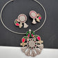 Kundan German Silver Oxidized Hasli Necklace - Pink