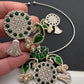 Kundan German Silver Oxidized Hasli Necklace - Green