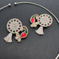 Kundan German Silver Oxidized Hasli Necklace - Red