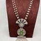 Kundan German Silver Oxidized Silver Replica Color Stone Necklace Set - Green