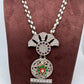 Kundan German Silver Oxidized Silver Replica Color Stone Necklace Set - Pink