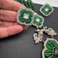 Kundan German Silver Oxidized Silver Replica Color Stone Pearls Beads Rani Haar Necklace Set - Green