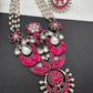 Kundan German Silver Oxidized Silver Replica Peacock Design Red Stone Rice Pearls Rani Haar Necklace Set