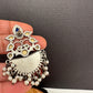 Kundan Color Stone German Silver Oxidized Earrings - Red