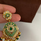 Hyderabadi Jadau Green Stone Green Beads and Pearls Short Necklace