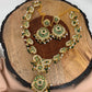 Hyderabadi Jadau Green Stone Green Beads and Pearls Short Necklace