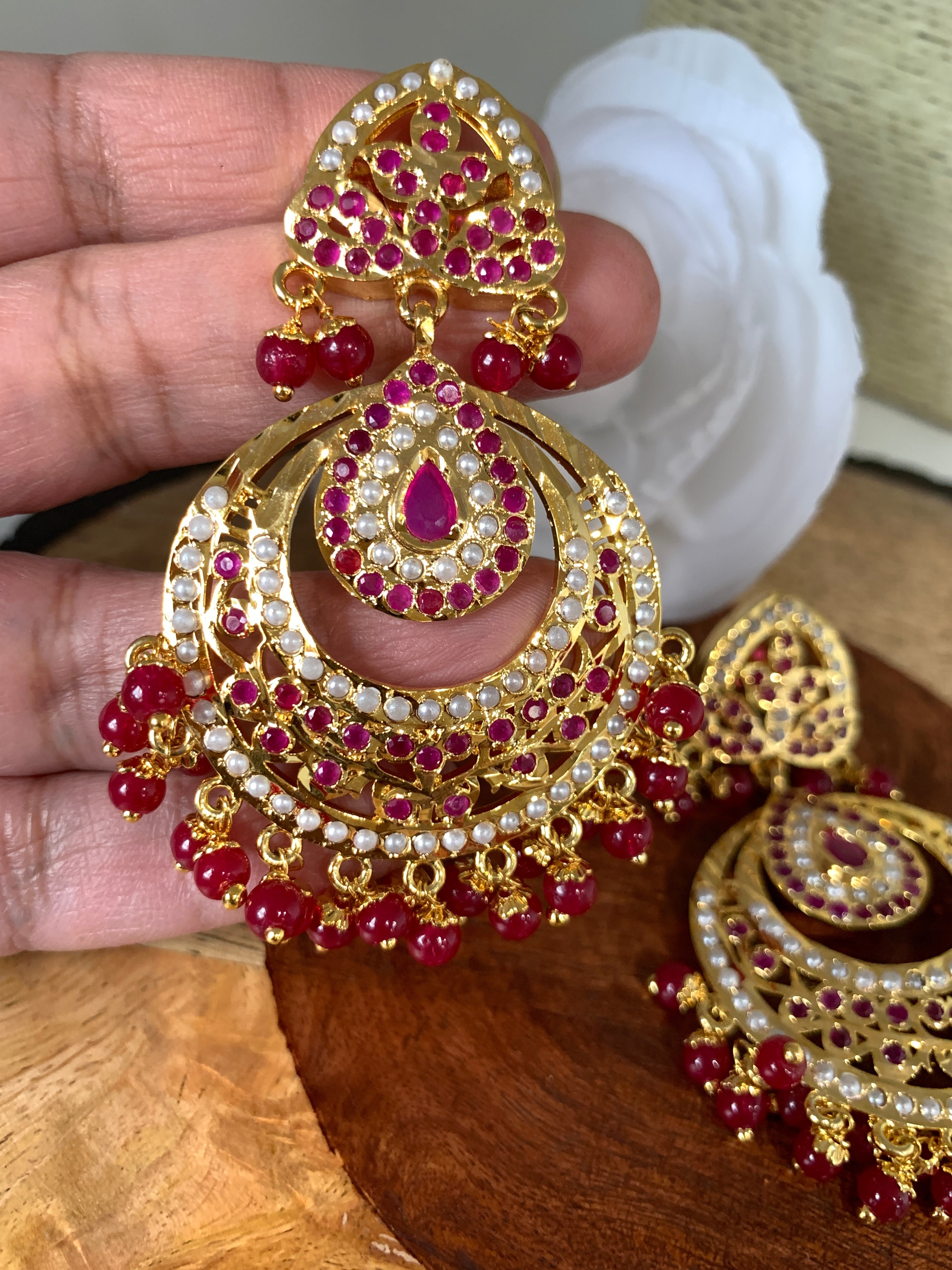 Marriage Golden Chandbali Jhumka Earrings