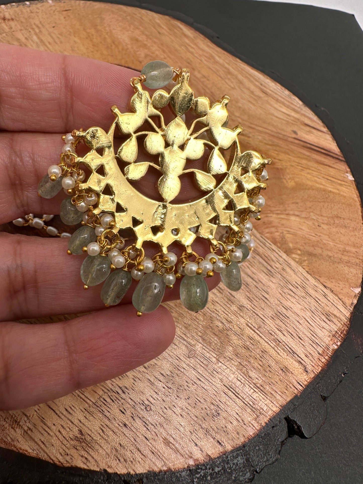 Simple Jadau Kundan Rice Pearls Necklace