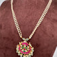 Red Green Jadau Kundan Rice Pearls Necklace