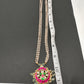 Red Green Jadau Kundan Rice Pearls Necklace