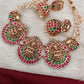 Goddess Lakshmi Nakshi Pink Green Jadau Kundan Neckline Necklace