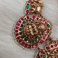Goddess Lakshmi Nakshi Pink Green Jadau Kundan Neckline Necklace