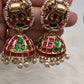 Goddess Lakshmi Nakshi Pink Green Jadau Kundan Neckline Necklace