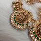 Goddess Lakshmi Nakshi Green Jadau Kundan Neckline Necklace
